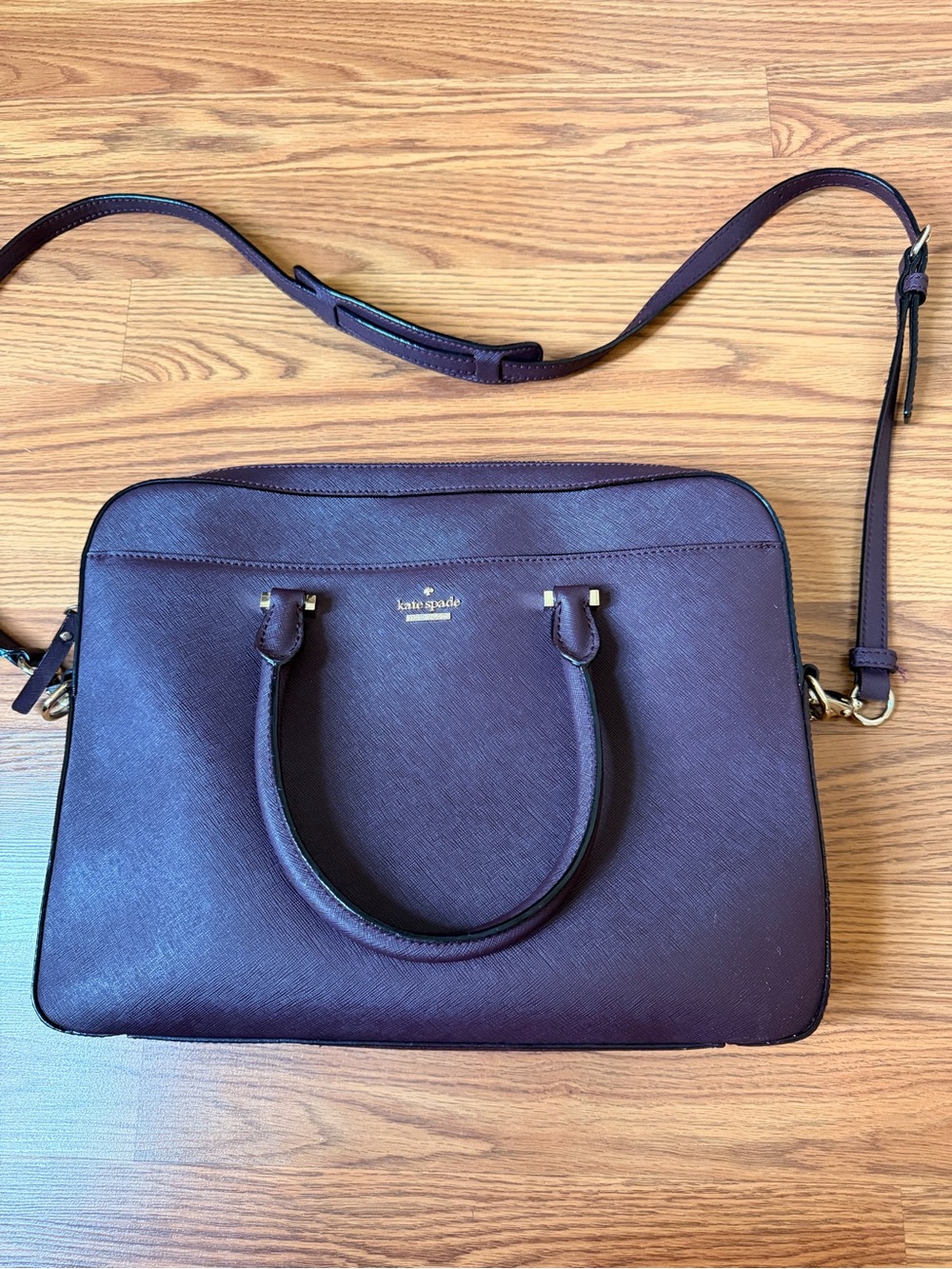 kate spade Plum Saffiano Satchel with Crossbody Strap
